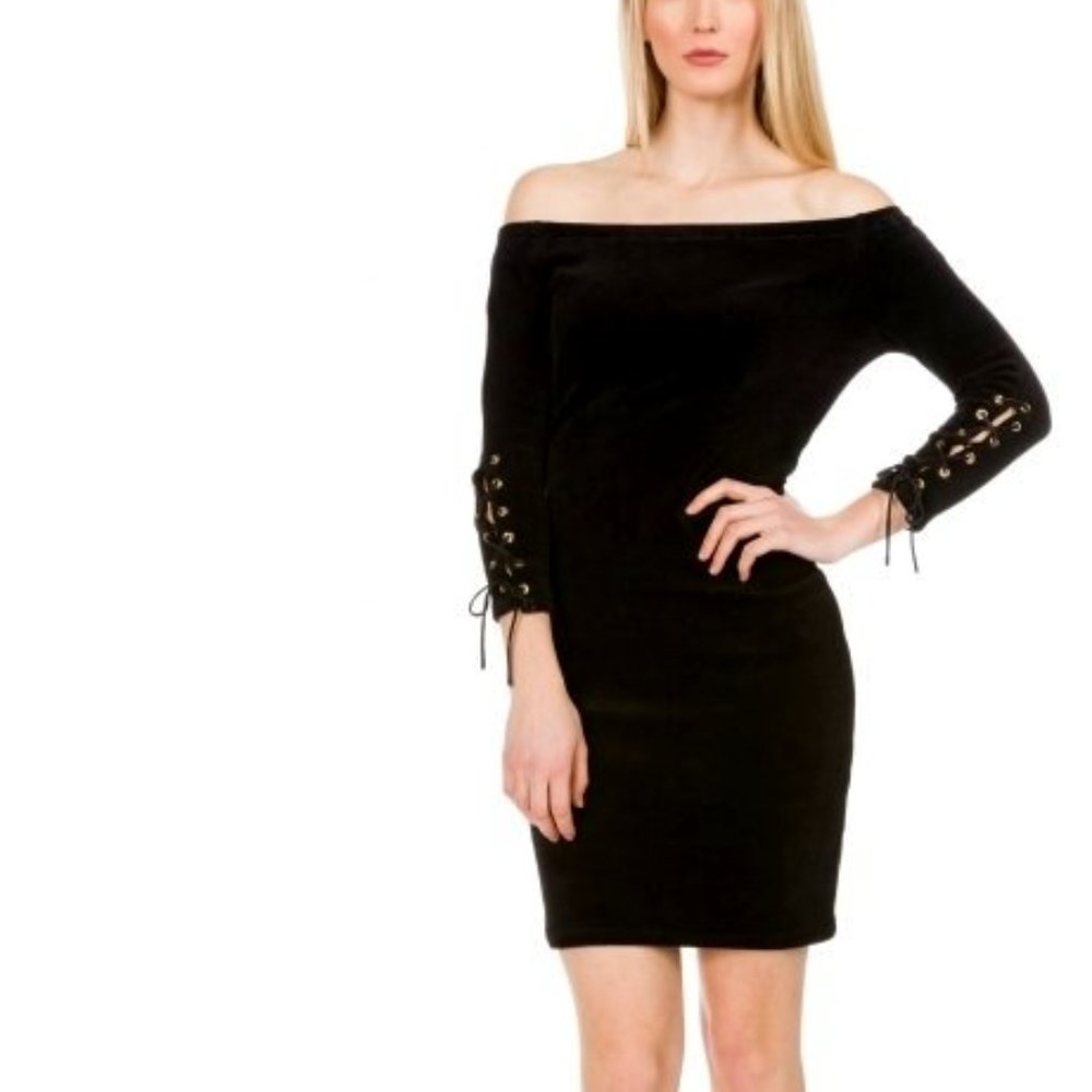 NWT Juicy Couture Black Label  Velour Off the Shoulder Dress XL